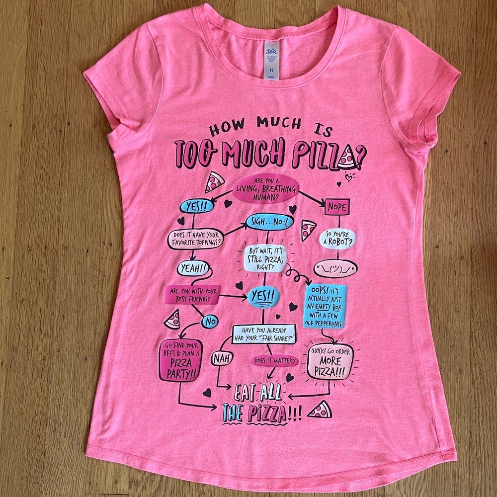 Justice pizza graphic shirt